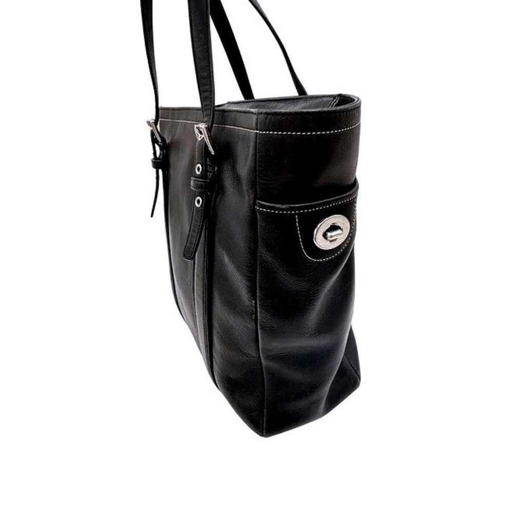 Coach Hamptons Black Leather Tote Bag Classic Shoulder Carry Handbag - Picture 8 of 12